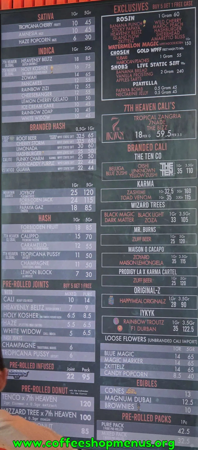 7th Heaven Menu (Latest)