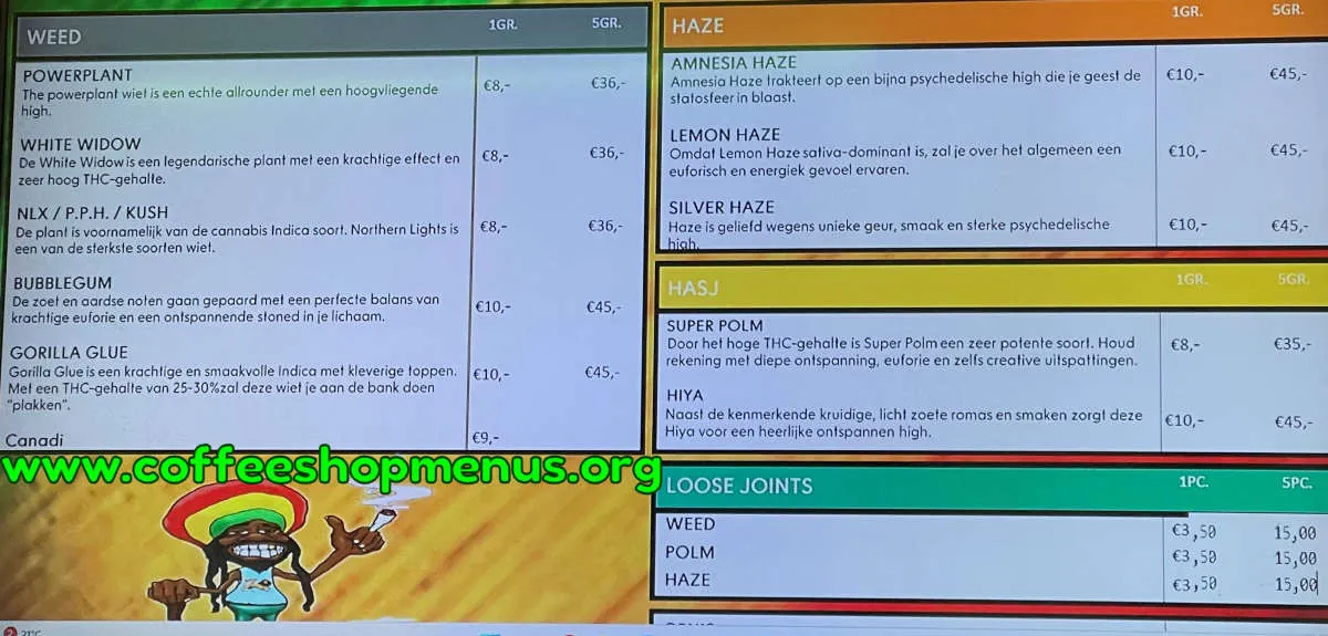 Bob Marley Menu (Latest)