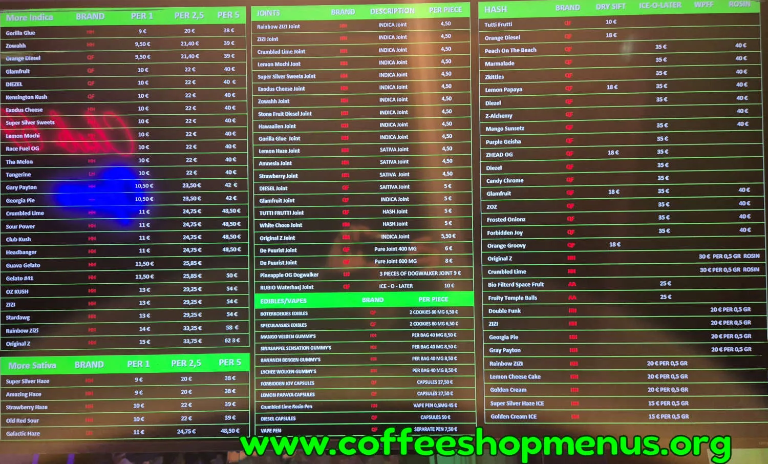 Club 69 Menu (Previous)