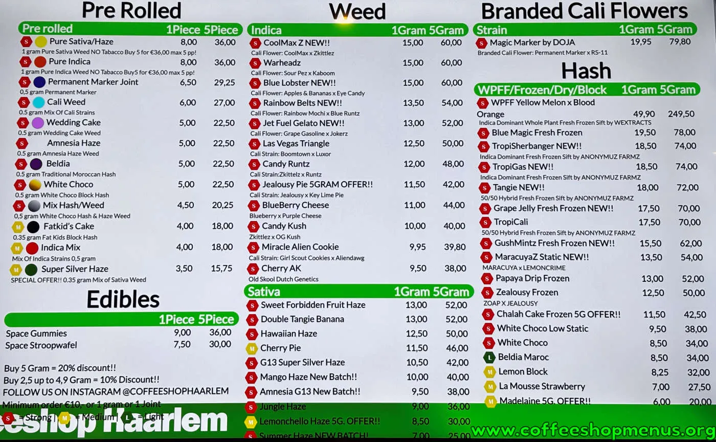 Coffeeshop Haarlem Menu (Previous)