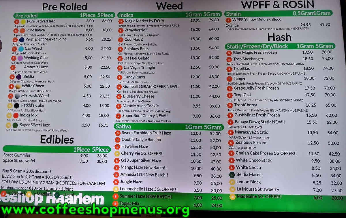 Coffeeshop Haarlem Menu (Latest)