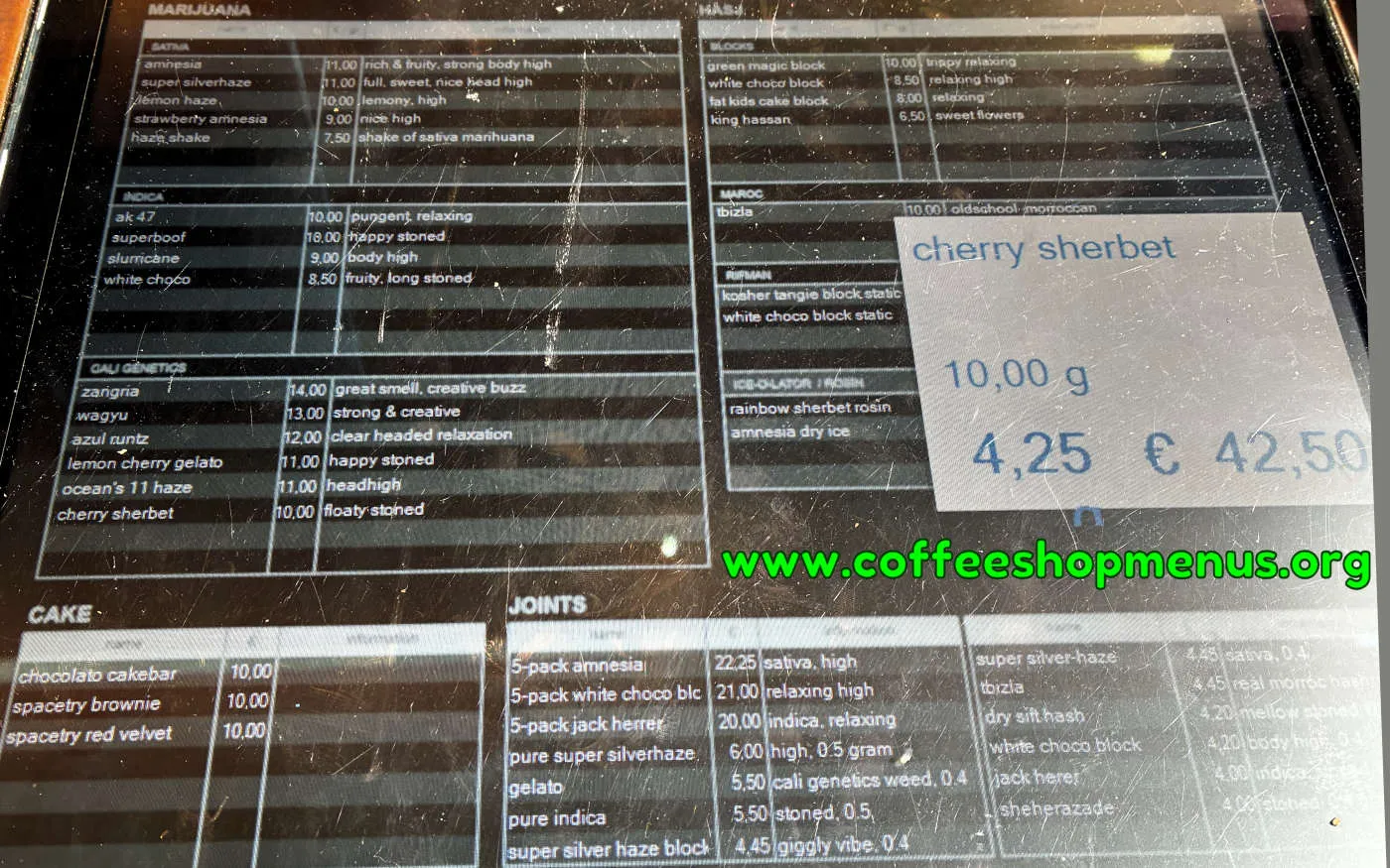 CoffeeshopAmsterdam Menu (Latest)