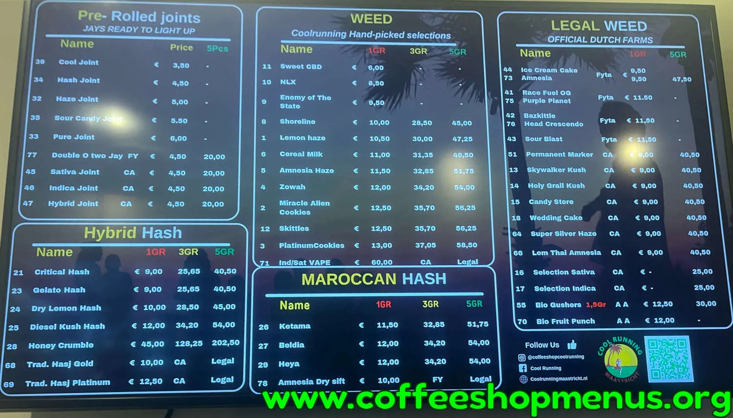 Cool Running Menu (Latest)