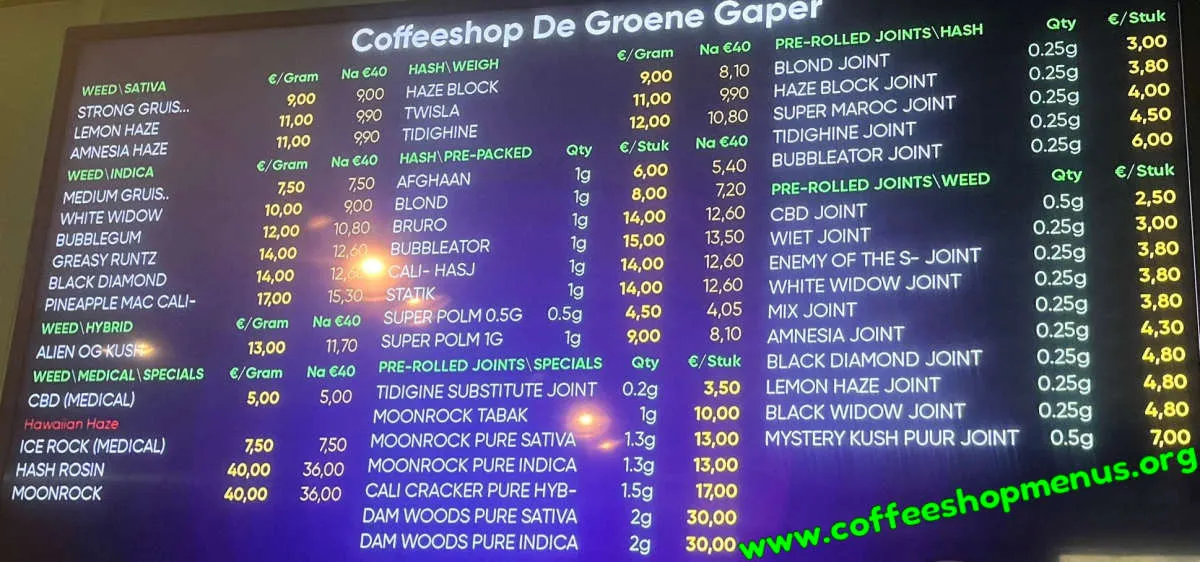 De Groene Gaper Menu (Latest)