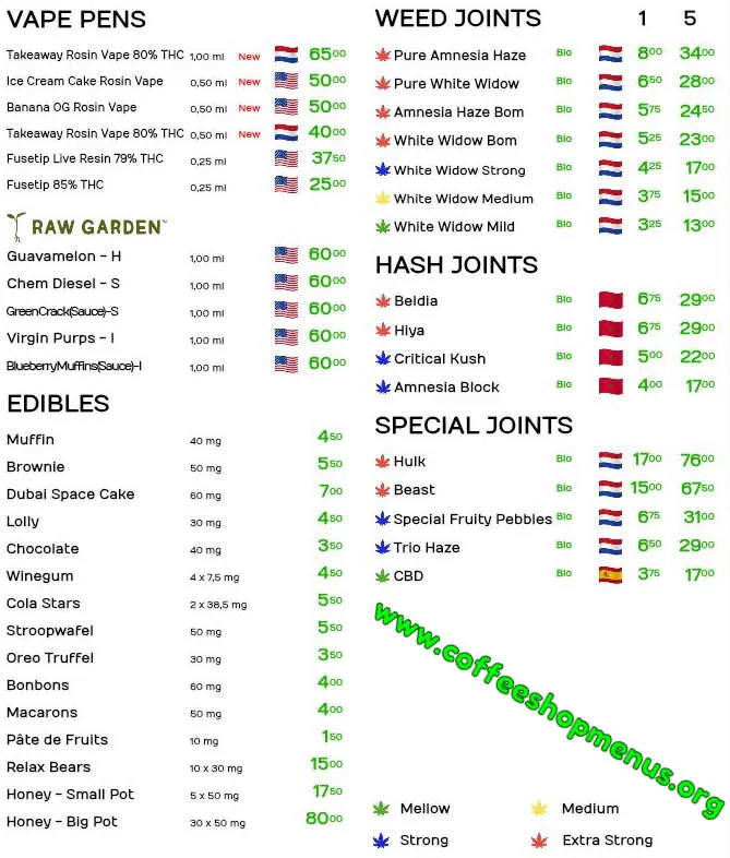 De Kruidenier Cannabis Takeaway Menu (Previous)