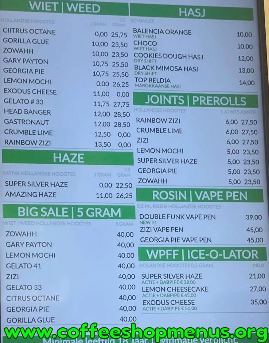 De Schavuit Menu (Previous)