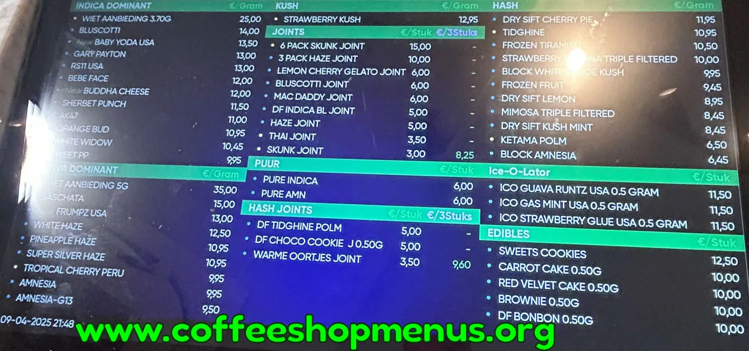 Dutch Flowers Menu (Latest)