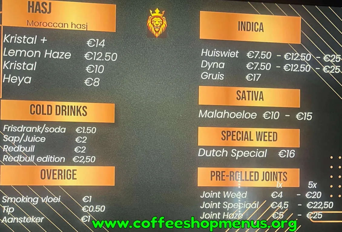 Dutch Gold Menu (Latest)