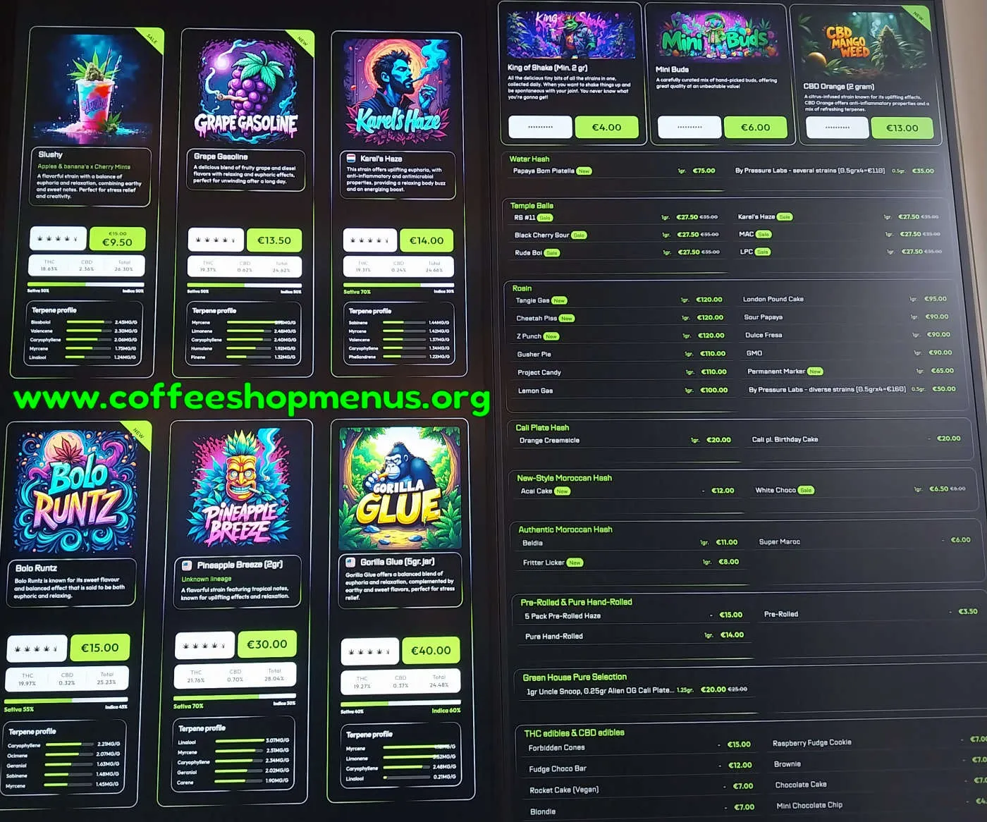 Green House Secret Farmers Menu (Previous)