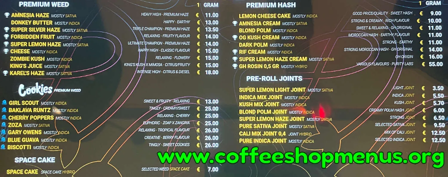 Greenhouse Strain Hunters Menu (Latest)