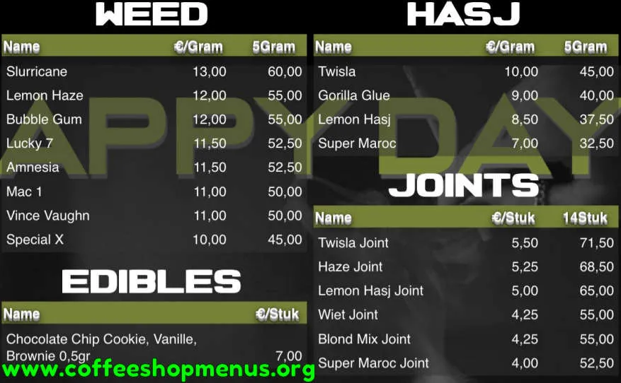 Happy Days Menu (Previous)