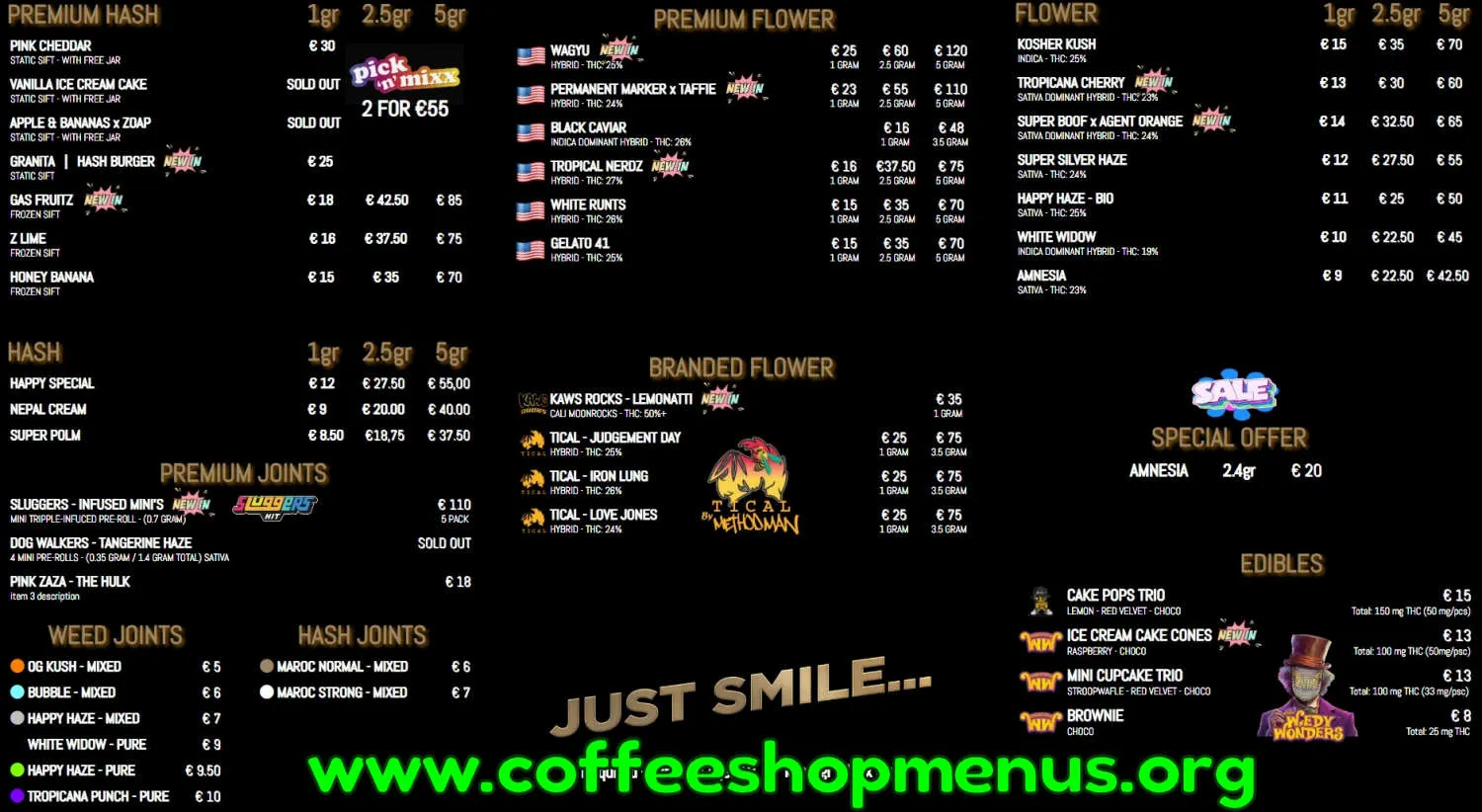 Happy Feelings Menu (Previous)
