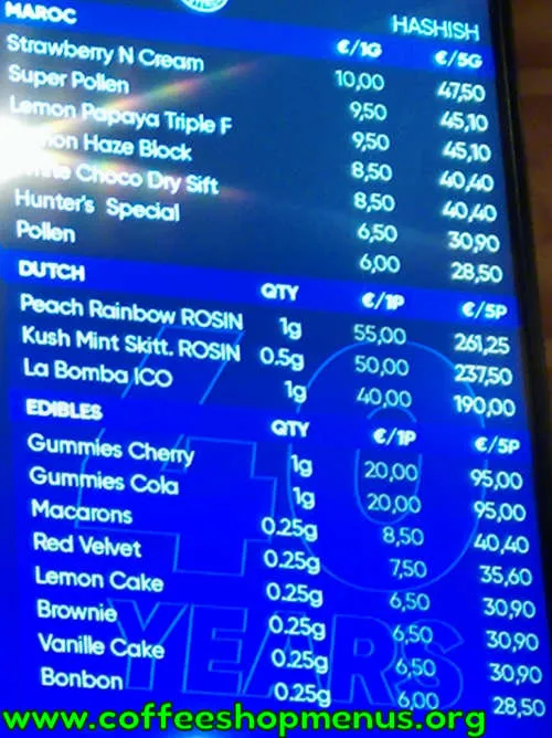 Hunter's Zandvoort Menu (Latest)