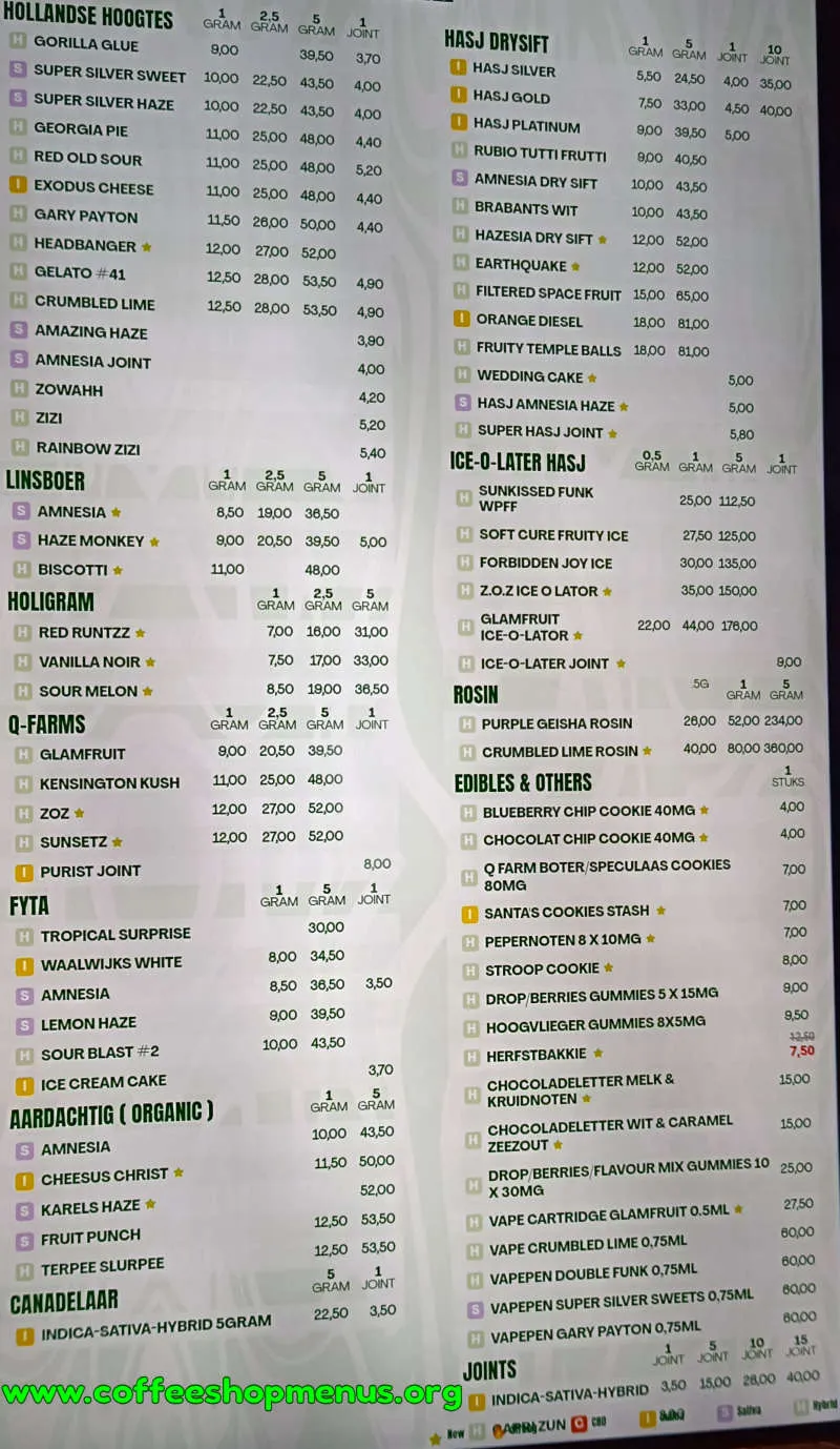 Mary Jane Menu (Latest)