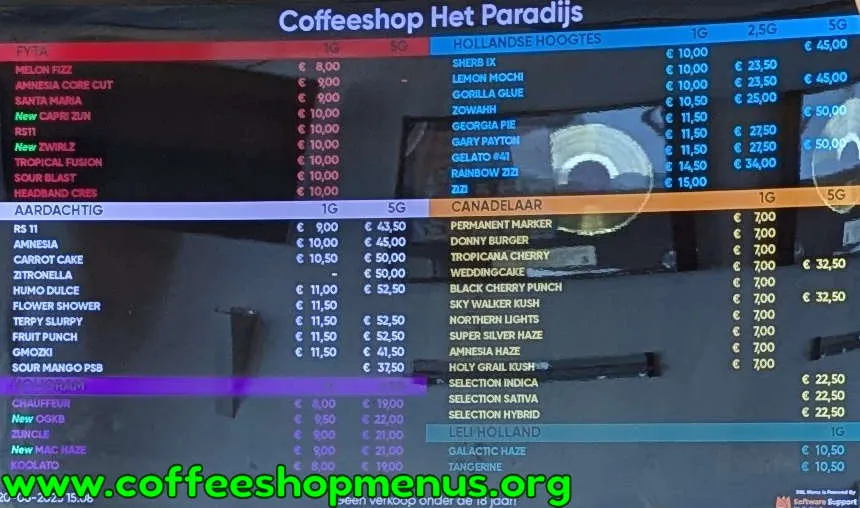 Paradijs Menu (Latest)