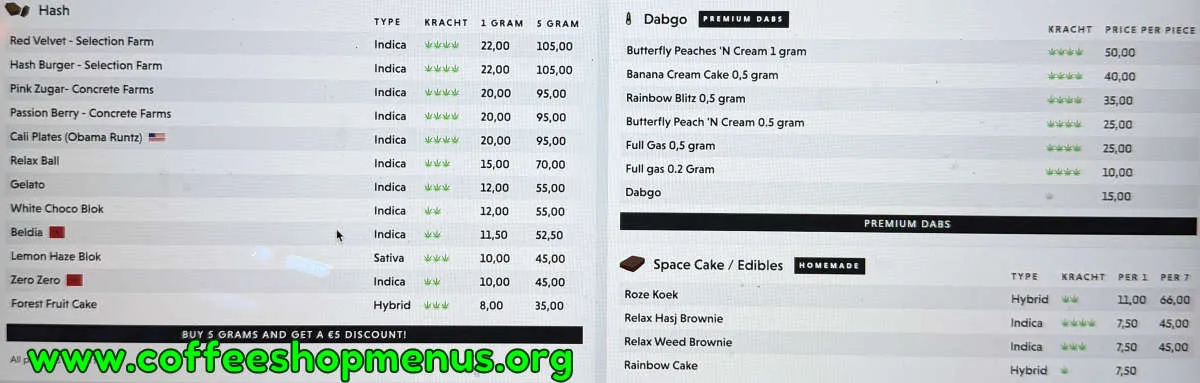 Relax Zuid Menu (Latest)