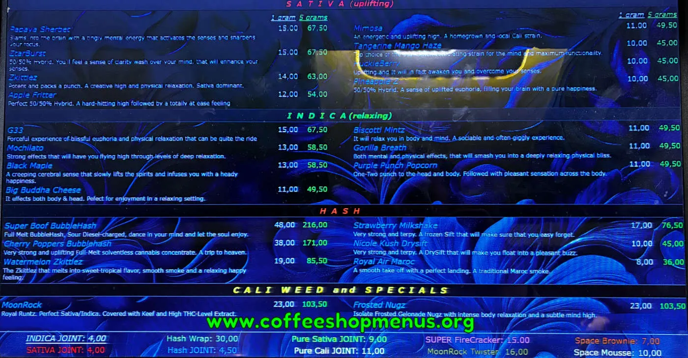 Sativa Menu (Latest)