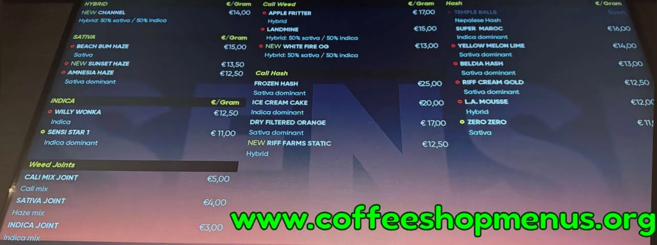 Sensi Shop Menu (Latest)