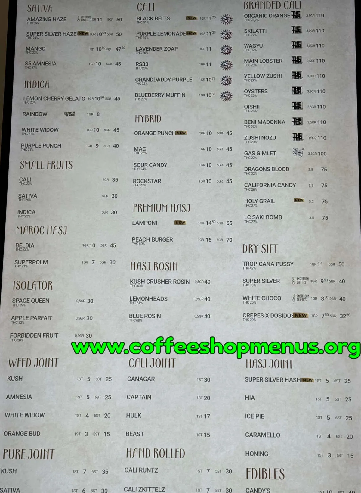 The Greengrocers Menu (Latest)