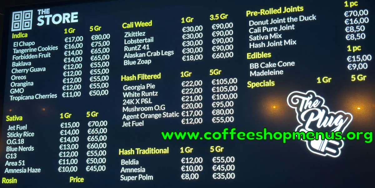 The Plug Store Menu (Latest)