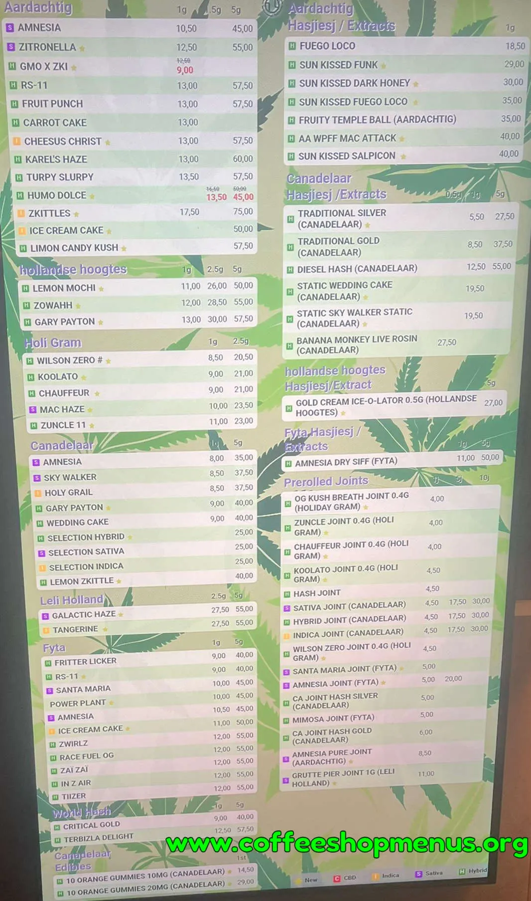 The Roundabout 69 Menu (Previous)