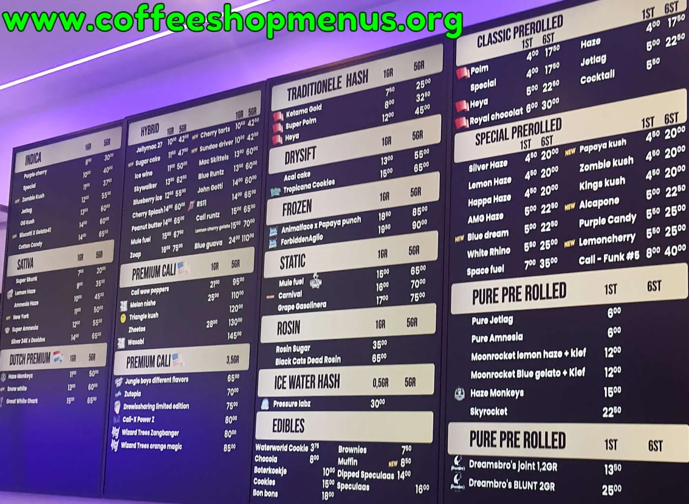 Waterworld Menu (Previous)