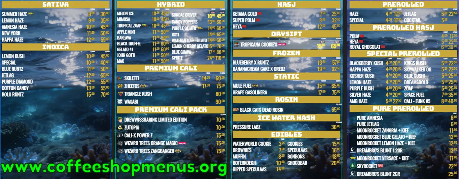 Waterworld Menu (Latest)