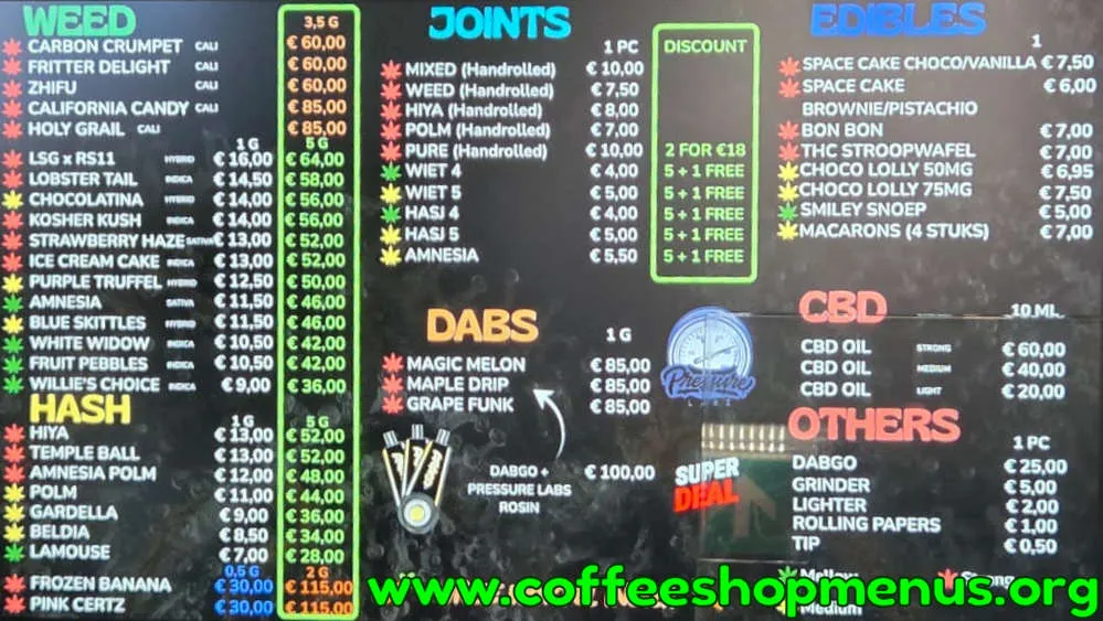 Willie Wortel Indica Menu (Previous)
