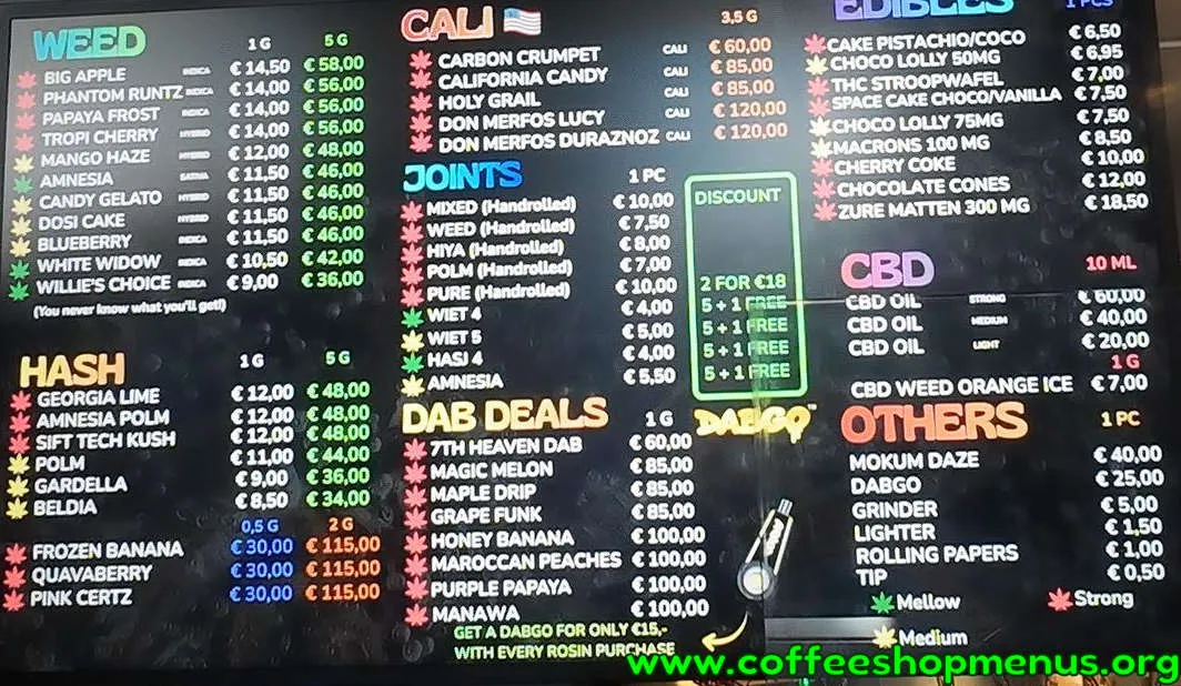 Willie Wortel Indica Menu (Latest)
