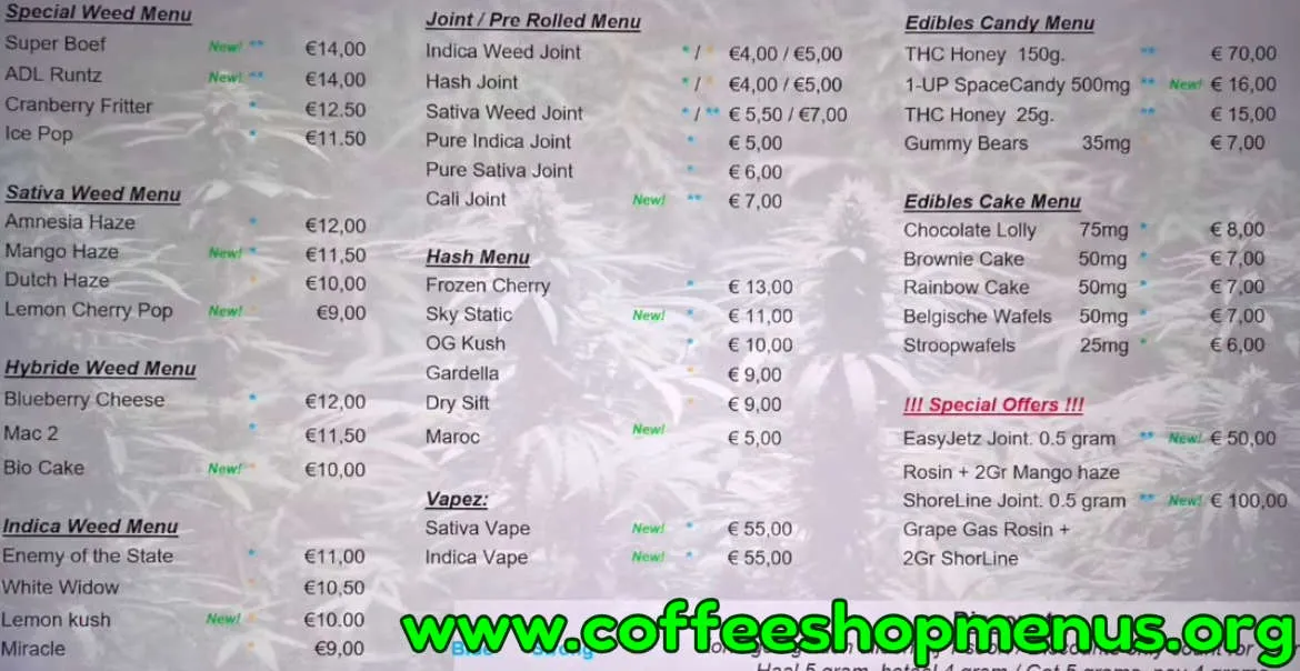 Willie Wortel Sativa Menu (Previous)