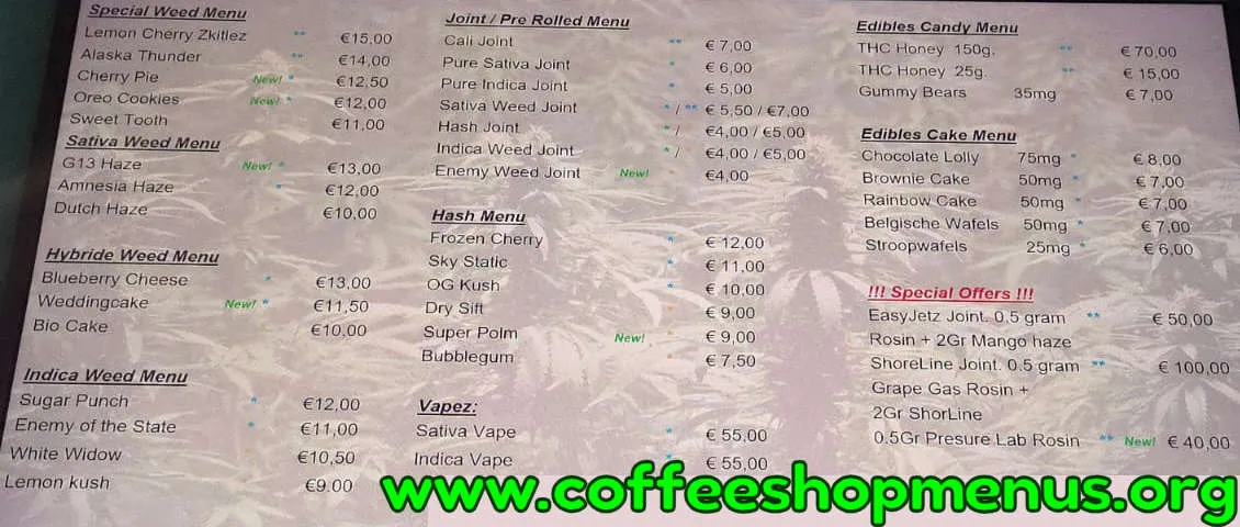 Willie Wortel Sativa Menu (Latest)
